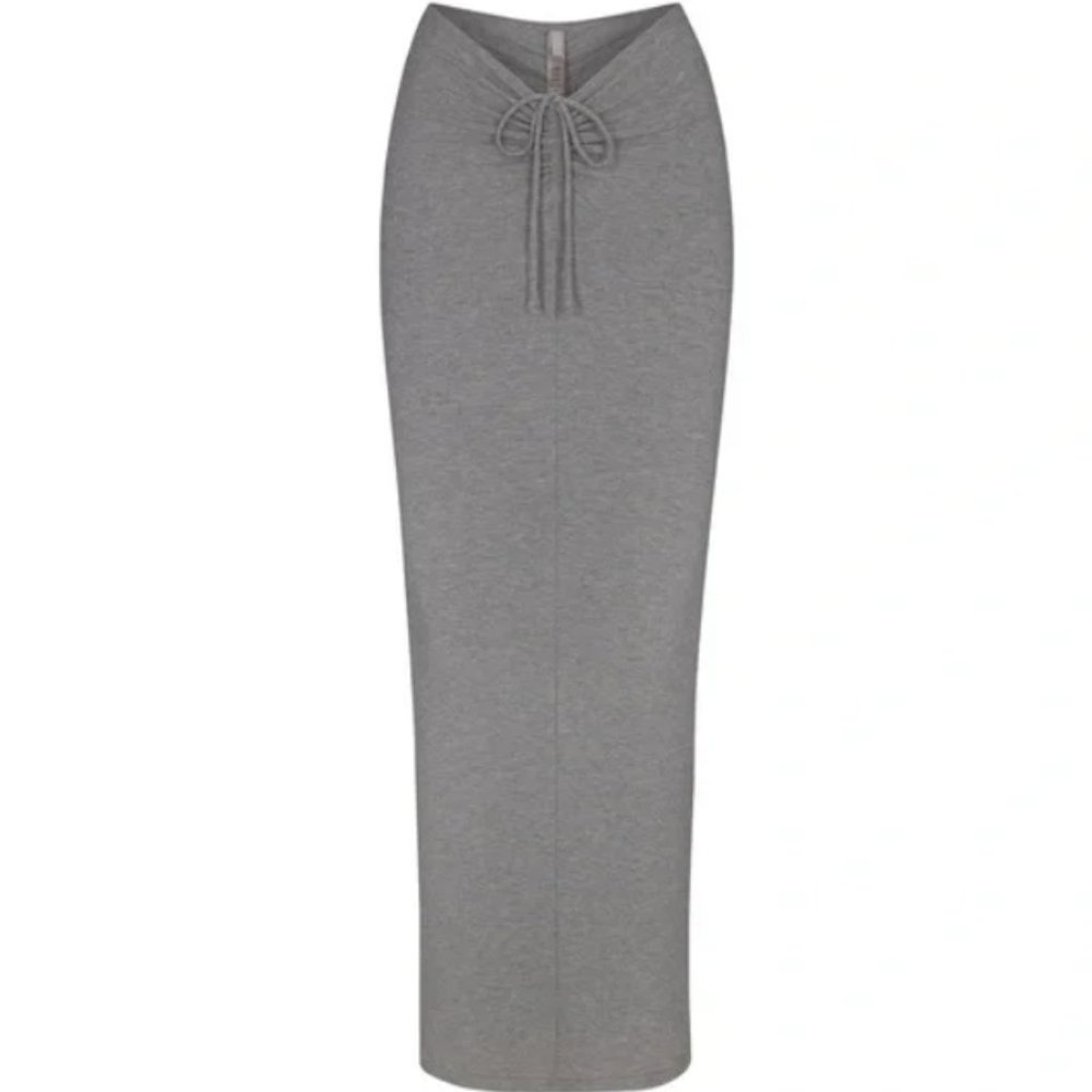 NWT SKIMS SOFT LOUNGE RUCHED MAXI SKIRT HEATHER GRAY XXL 2X